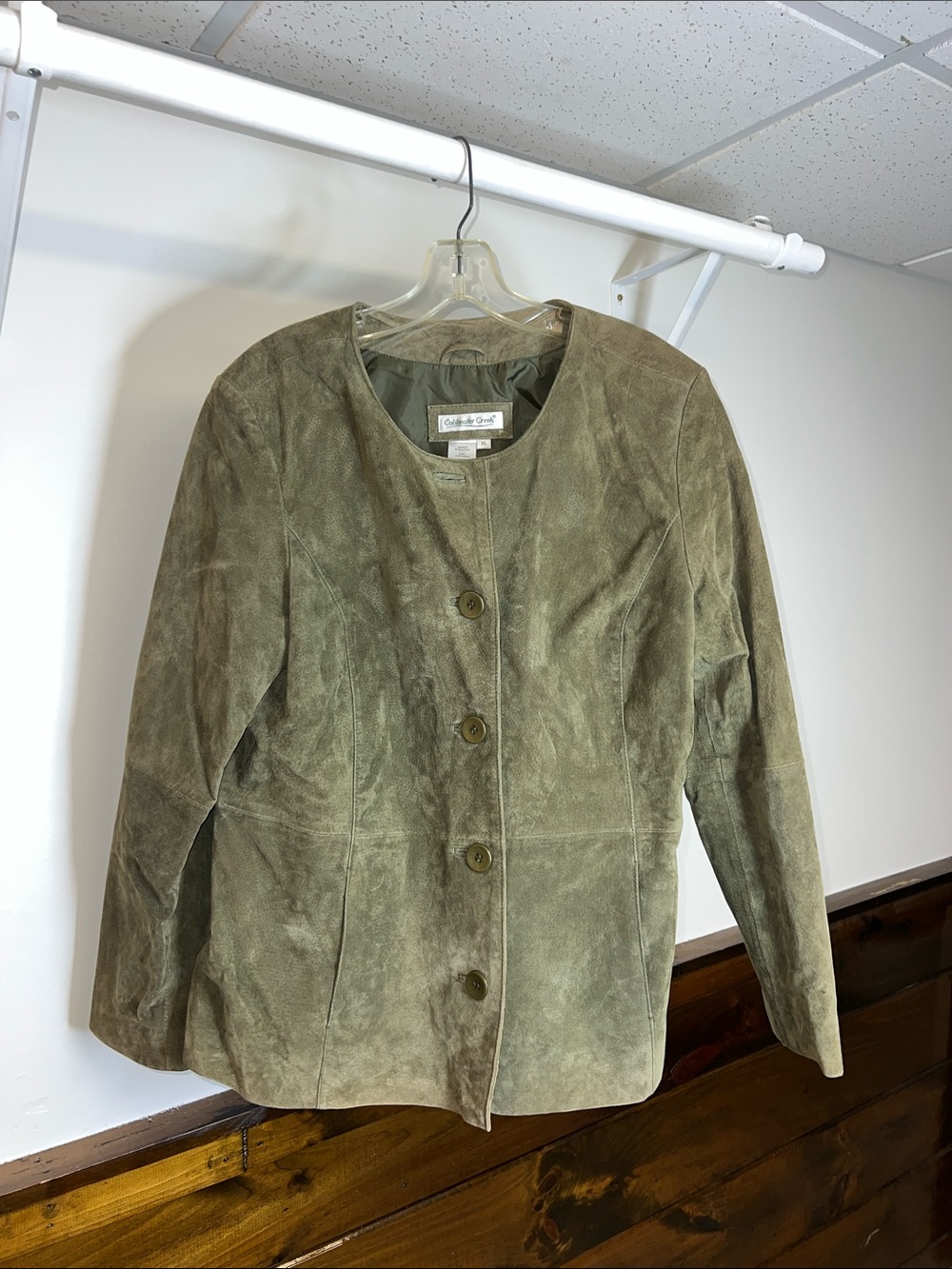 Coldwater‎ Creek Olive Green Suede Leather Jacket- XL